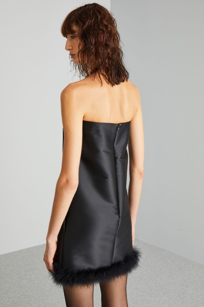 Abito con inserto in piuma - NERO - Fashion Market - 4