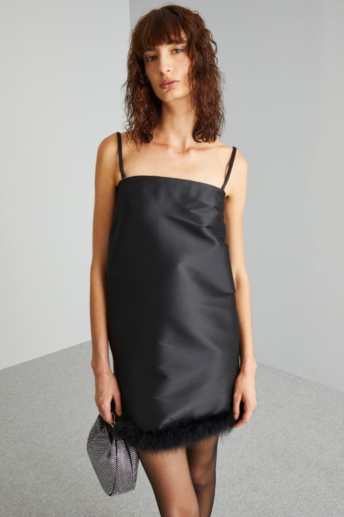 Abito con inserto in piuma - NERO - Fashion Market - 2