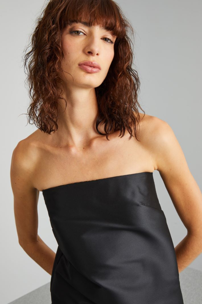 Abito con inserto in piuma - NERO - Fashion Market - 3