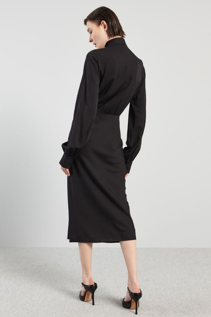 Abito in seta con foulard - NERO - Fashion Market - 4