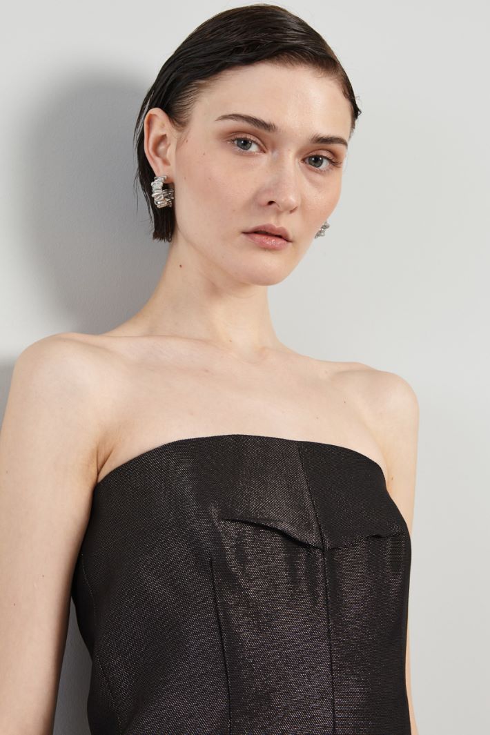 Abito bustier in tessuto lamè - NERO - Fashion Market - 3