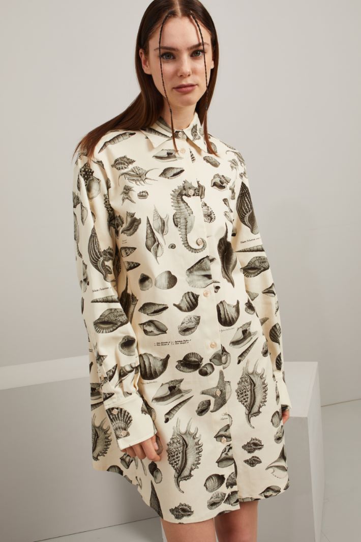 Chemisier in bull di cotone - AVORIO GRIGIO - Fashion Market - 2