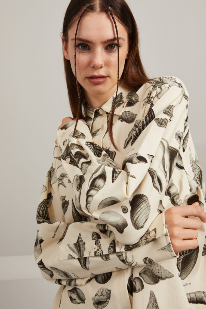 Chemisier in bull di cotone - AVORIO GRIGIO - Fashion Market - 3