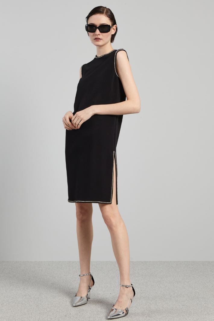 Abito smanicato con strass - NERO - Fashion Market