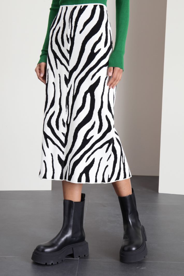 Longuette in maglia jacquard - NERO BIANCO - Fashion Market - 4
