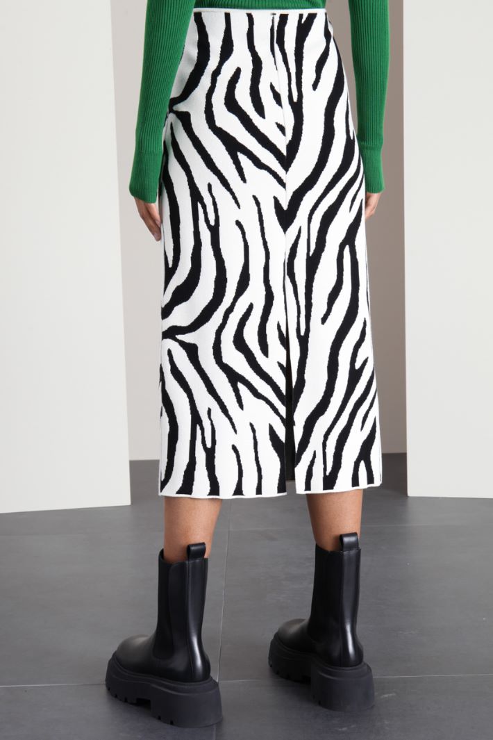 Longuette in maglia jacquard - NERO BIANCO - Fashion Market - 2