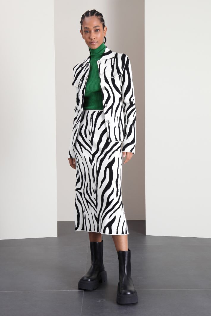 Longuette in maglia jacquard - NERO BIANCO - Fashion Market