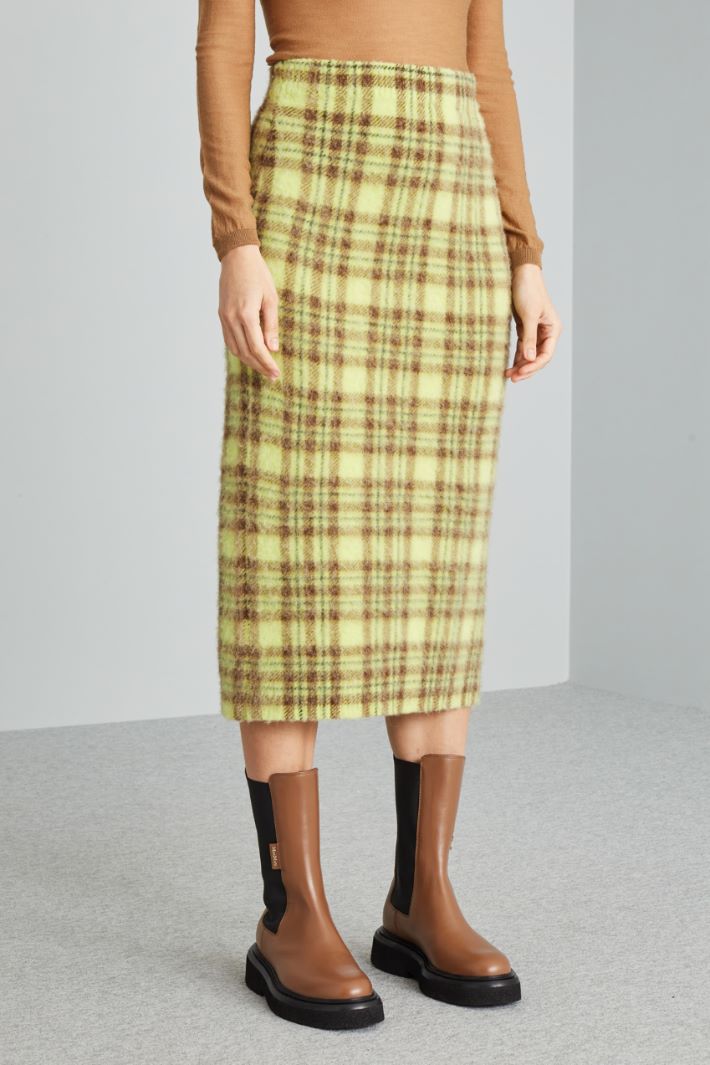Gonna in maglia di alpaca - VERDE ACIDO MARRONE - Fashion Market - 2