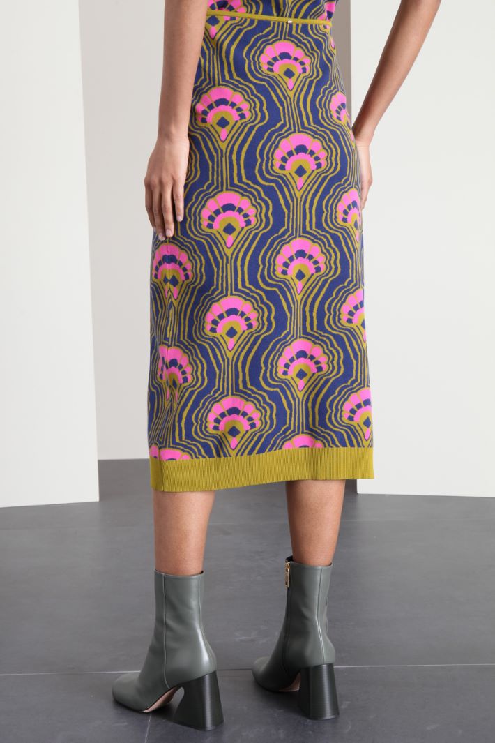 Gonna in maglia jacquard - BLU VERDE ROSA - Fashion Market - 4