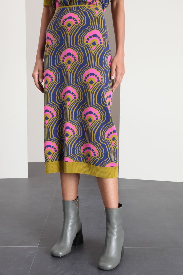 Gonna in maglia jacquard - BLU VERDE ROSA - Fashion Market - 2