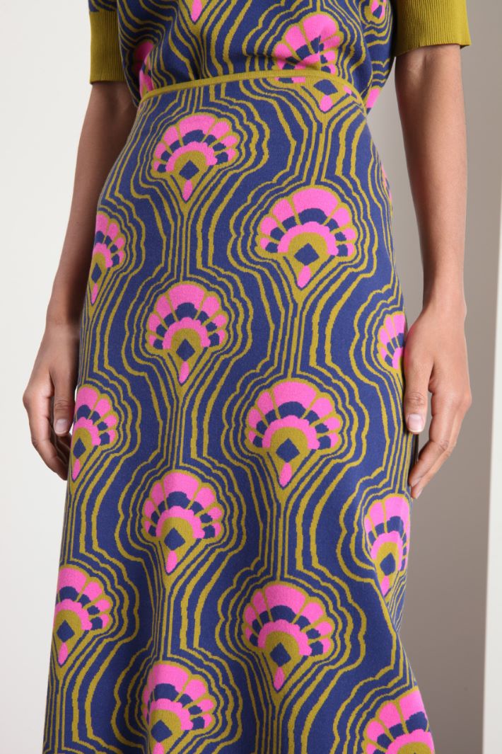 Gonna in maglia jacquard - BLU VERDE ROSA - Fashion Market - 3