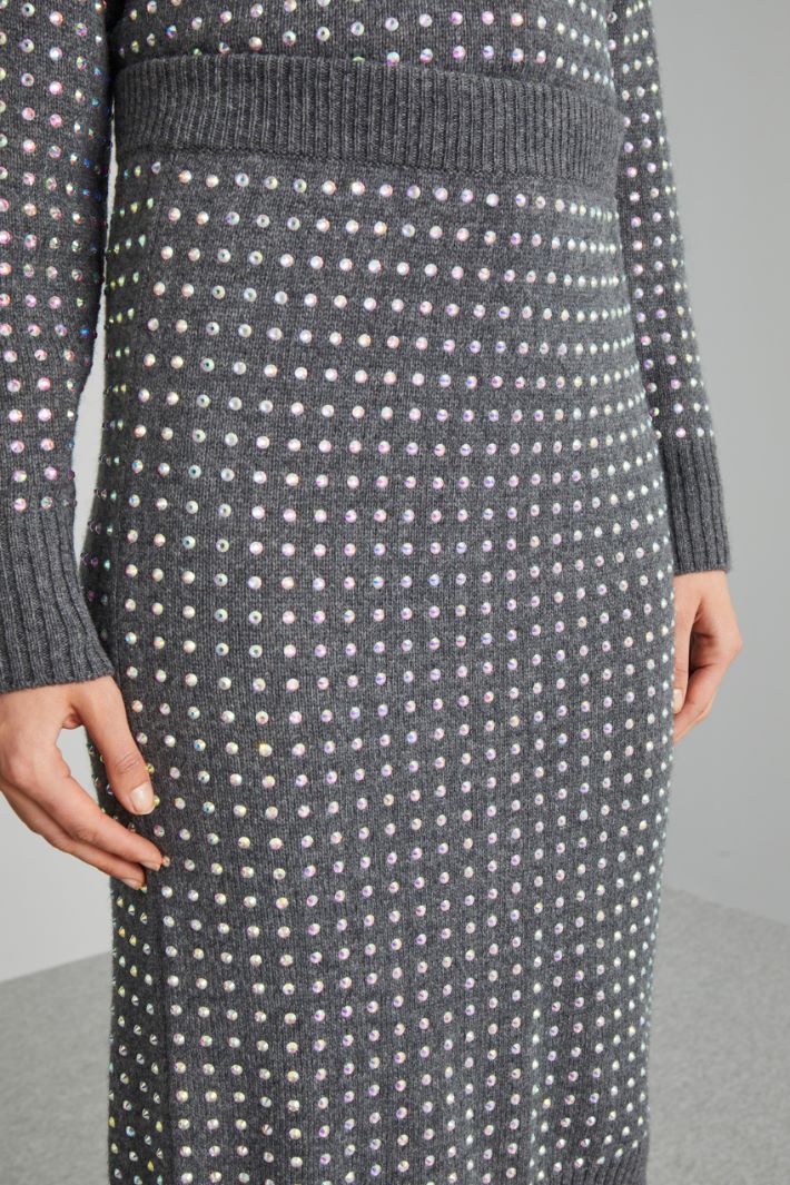Gonna in maglia con strass - GRIGIO - Fashion Market - 3