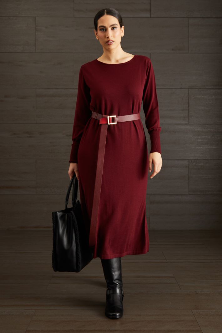 Abito in maglia di lana - BORDEAUX - Fashion Market