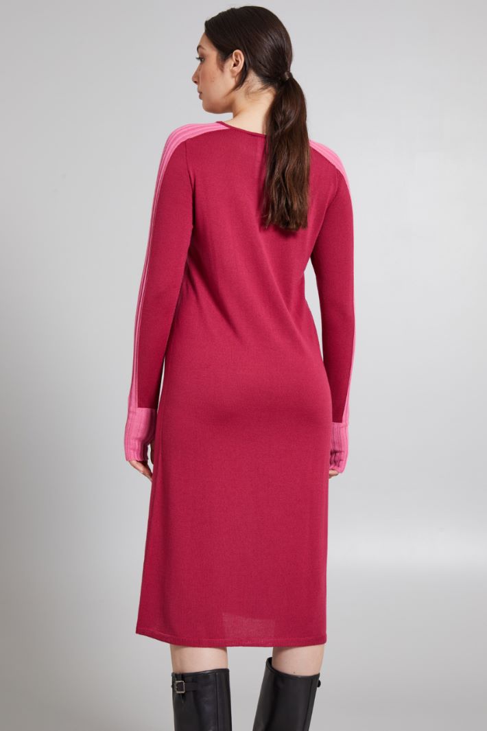 Abito bicolor in maglia - LAMPONE ROSA - Fashion Market - 4