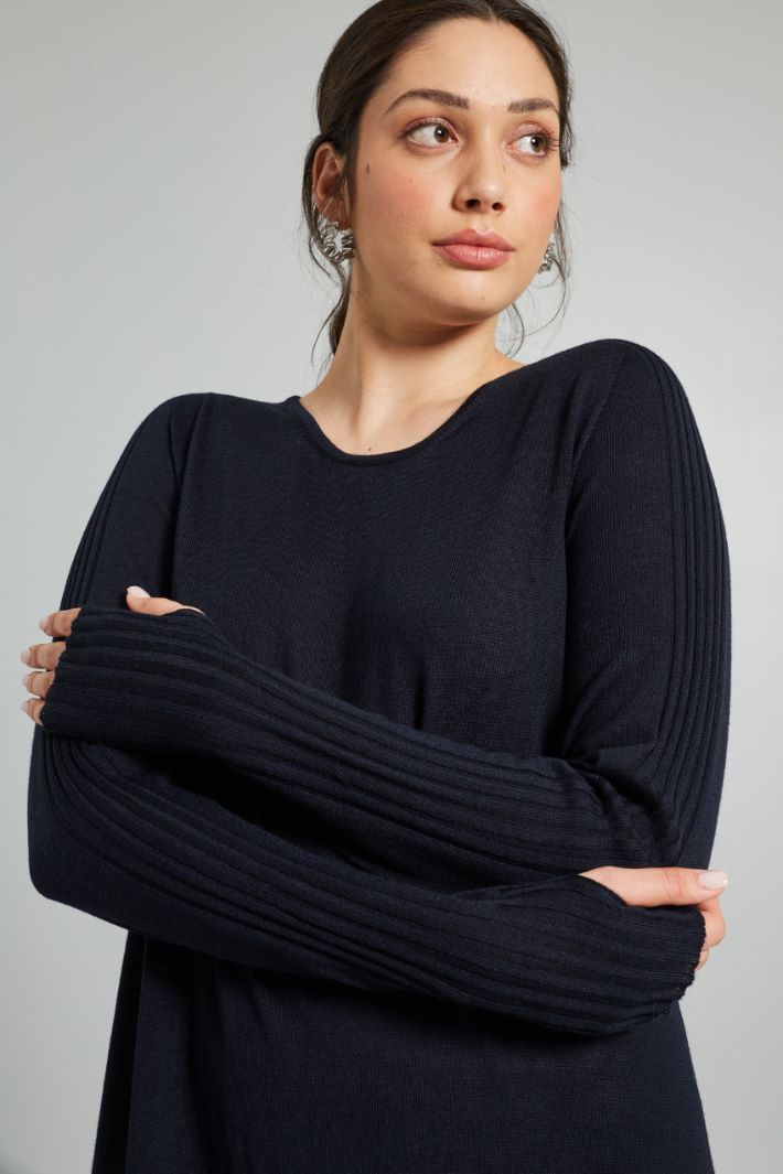 Abito in misto lana - BLU NOTTE - Fashion Market - 3