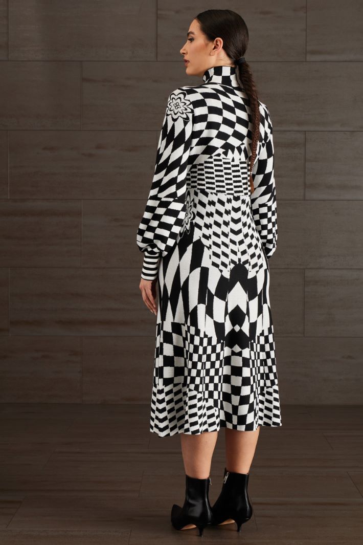 Abito in maglia jacquard - NERO BIANCO - Fashion Market - 4