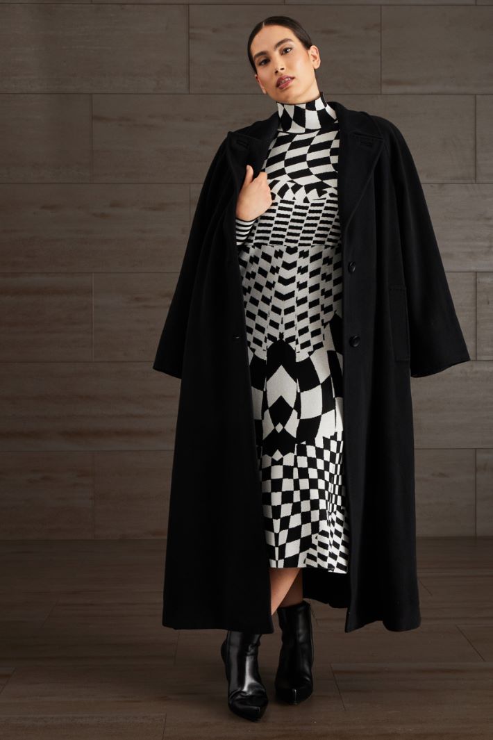 Abito in maglia jacquard - NERO BIANCO - Fashion Market