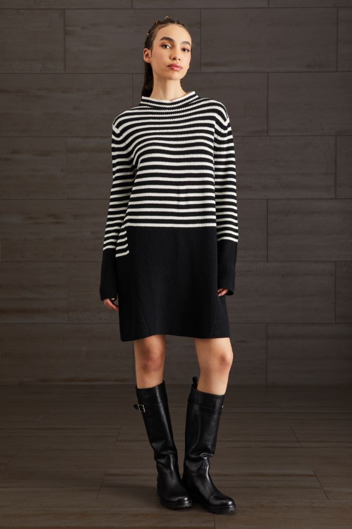 Abito in maglia di lana - NERO BIANCO - Fashion Market - 2