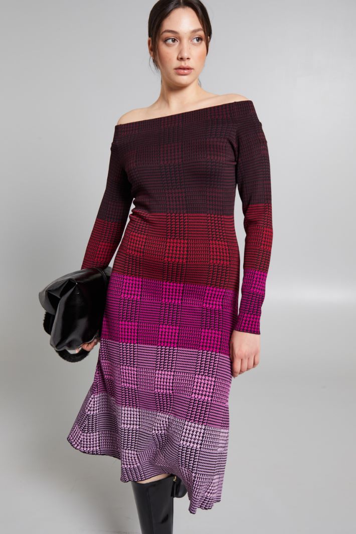 Abito off shoulder jacquard - FUXIA NERO - Fashion Market - 2