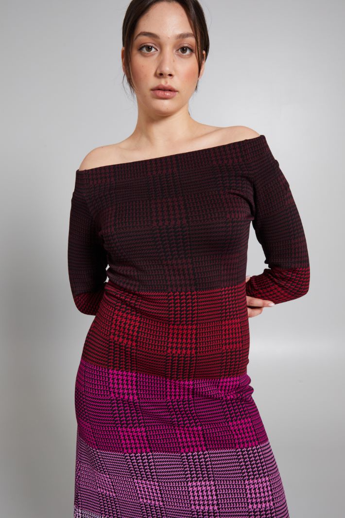 Abito off shoulder jacquard - FUXIA NERO - Fashion Market - 3