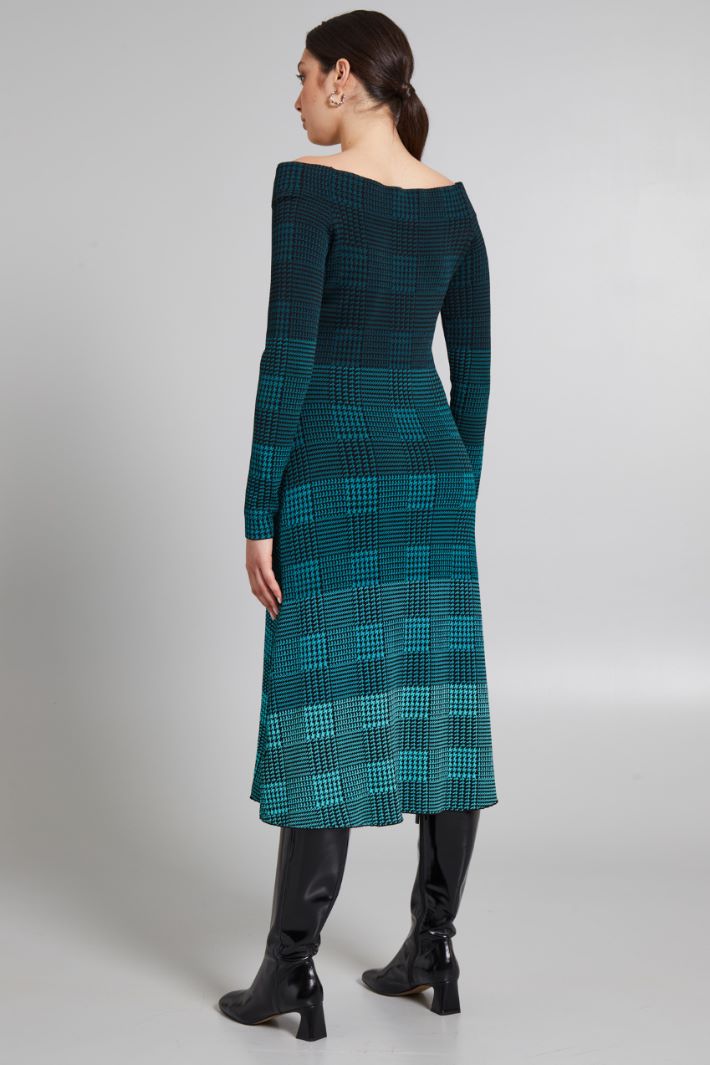 Abito off shoulder jacquard - VERDE NERO - Fashion Market - 4