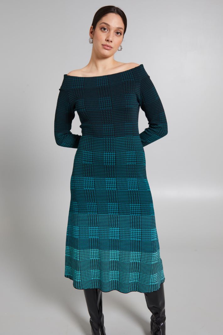 Abito off shoulder jacquard - VERDE NERO - Fashion Market - 2