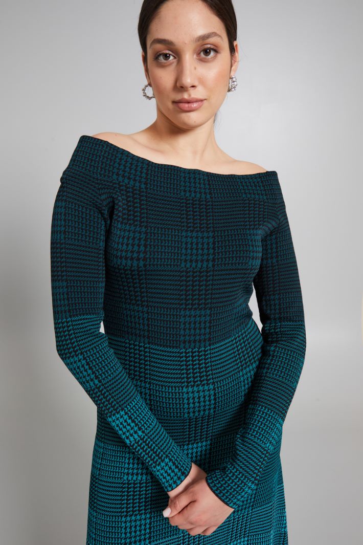 Abito off shoulder jacquard - VERDE NERO - Fashion Market - 3