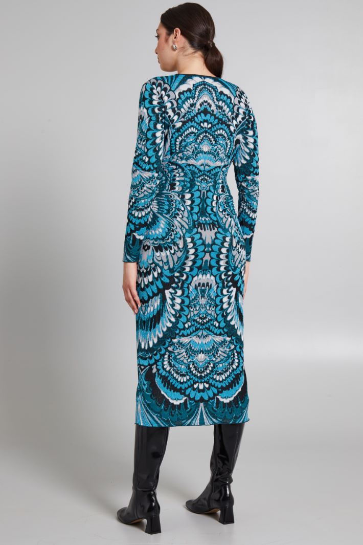 Abito in viscosa jacquard - VERDE NERO - Fashion Market - 4