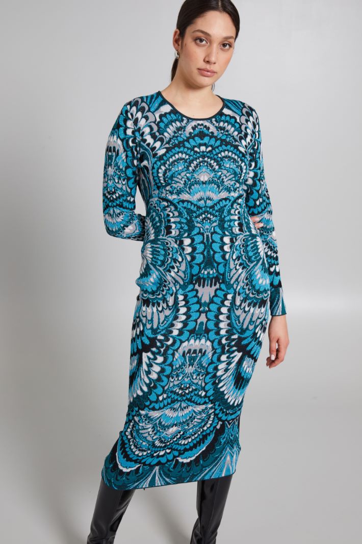 Abito in viscosa jacquard - VERDE NERO - Fashion Market - 2