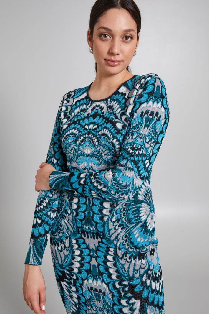 Abito in viscosa jacquard - VERDE NERO - Fashion Market - 3