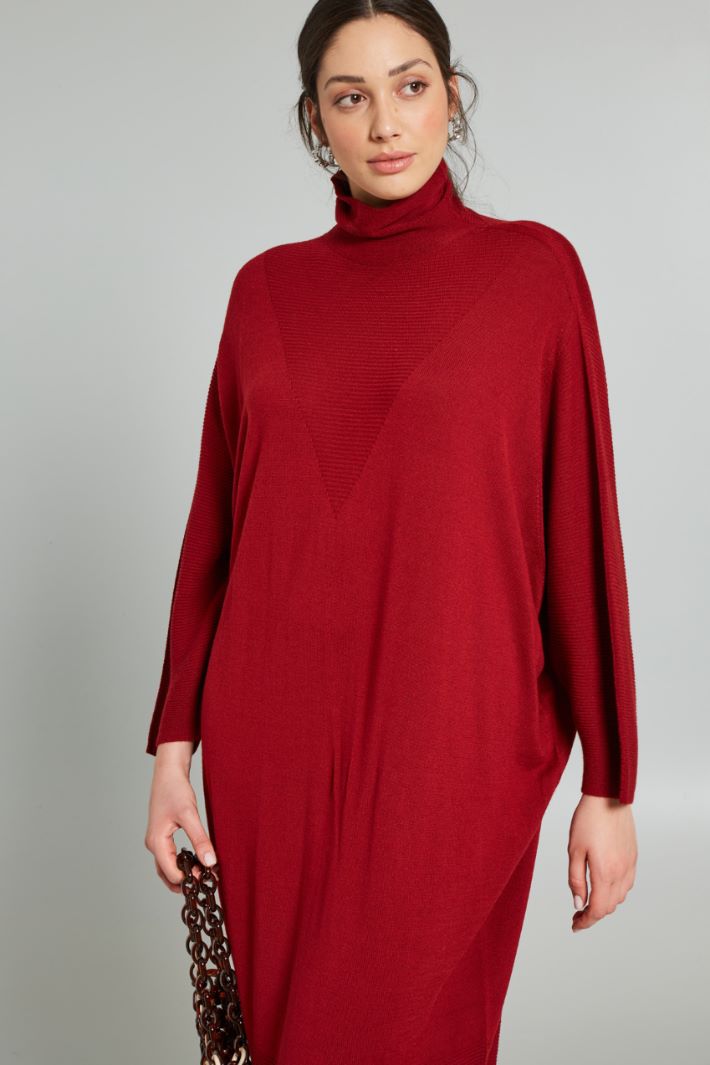 Abito longuette in maglia - ROSSO - Fashion Market - 2