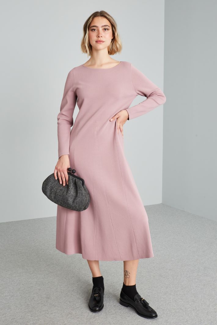 Abito svasato in maglia - ROSA ANTICO - Fashion Market