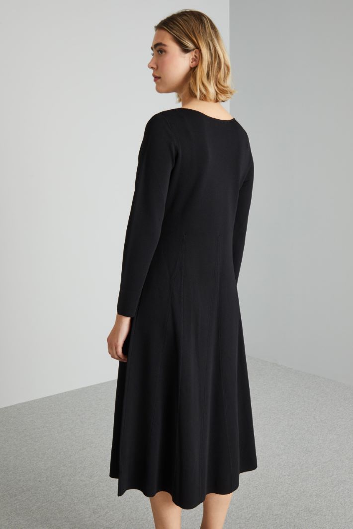 Abito svasato in maglia - NERO - Fashion Market - 4