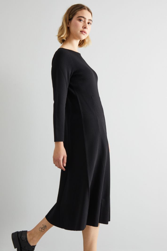 Abito svasato in maglia - NERO - Fashion Market - 2