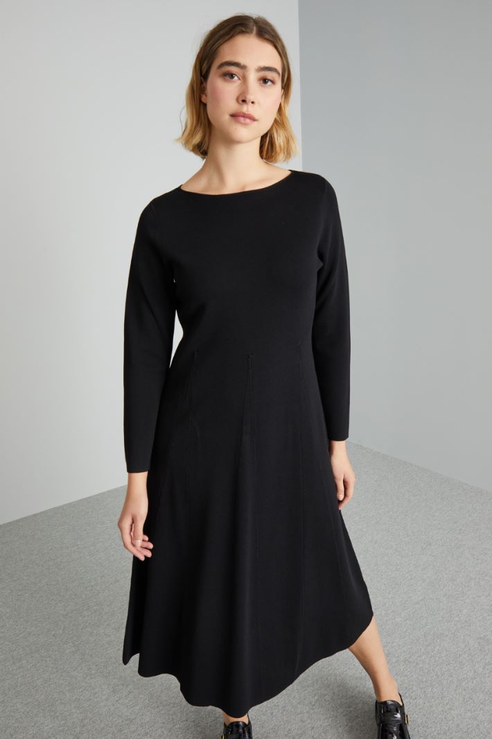 Abito svasato in maglia - NERO - Fashion Market - 3