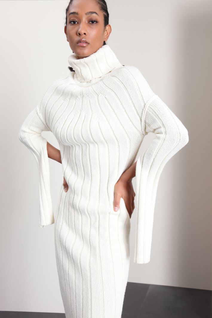 Abito midi in maglia a coste - PANNA - Fashion Market - 3