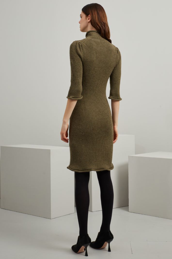 Abito corto in maglia - VERDE KAKI - Fashion Market - 4