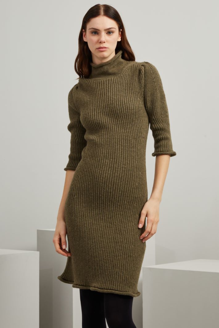 Abito corto in maglia - VERDE KAKI - Fashion Market - 2
