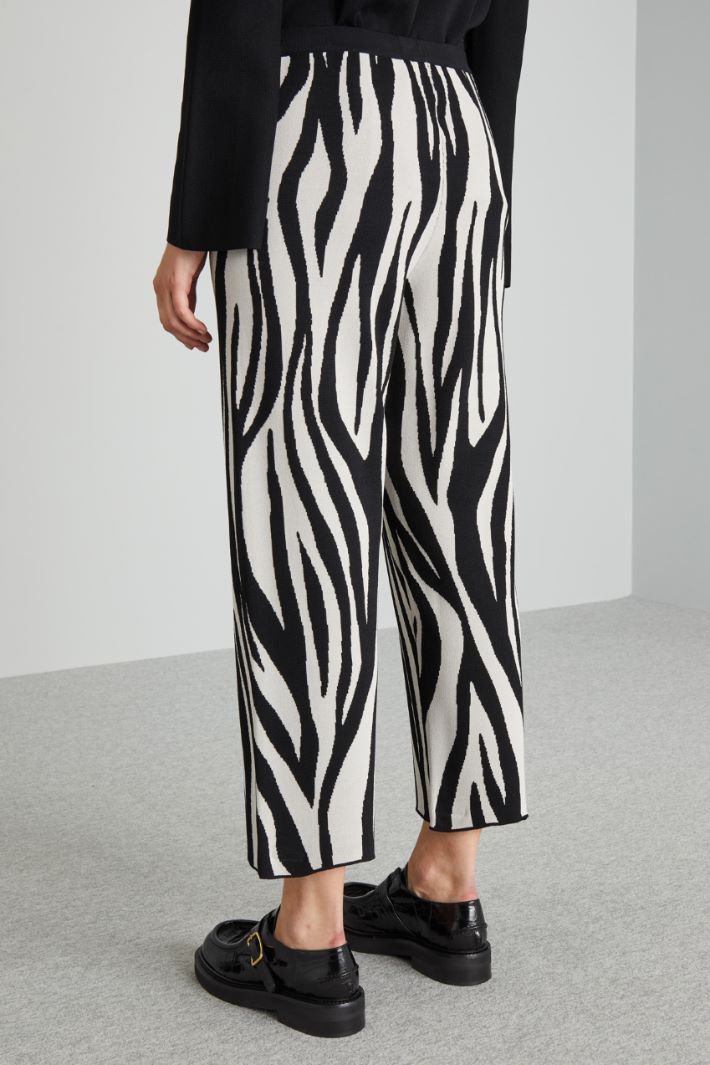 Pantaloni in maglia jacquard - NERO BIANCO PANNA - Fashion Market - 4
