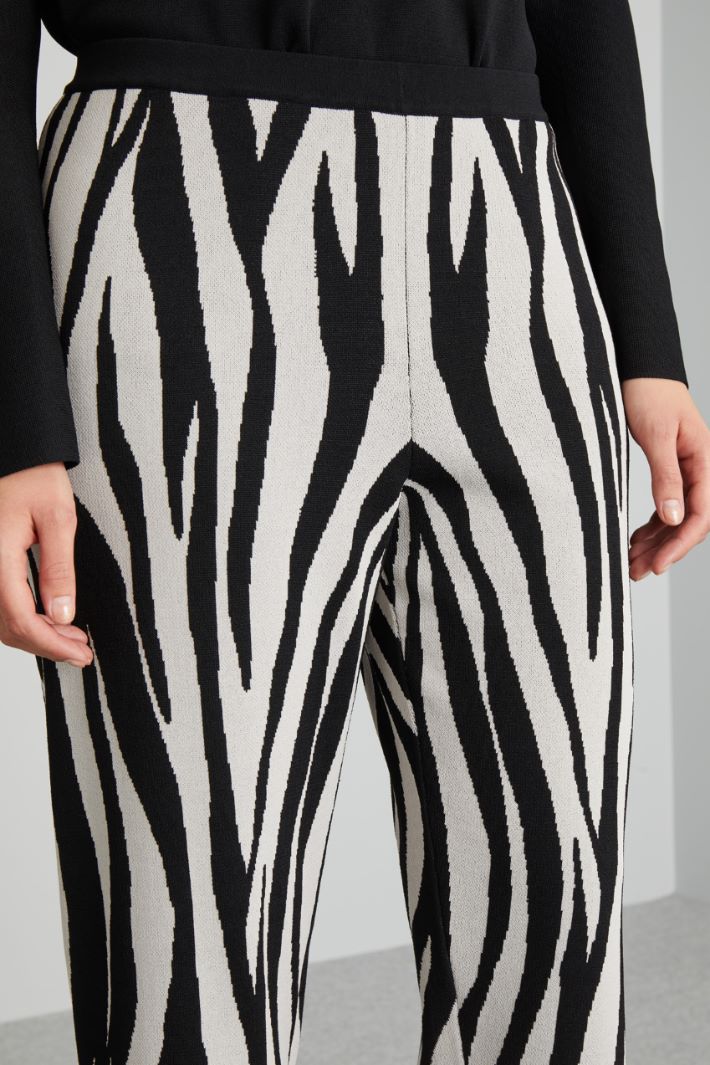 Pantaloni in maglia jacquard - NERO BIANCO PANNA - Fashion Market - 3