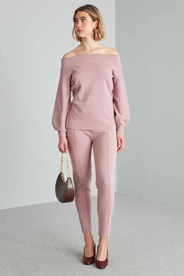 Pantaloni skinny in maglia - ROSA ANTICO - Fashion Market