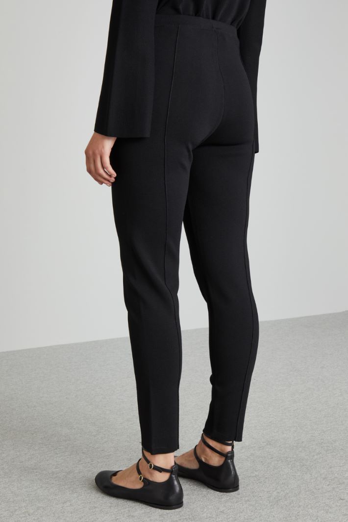 Pantaloni skinny in maglia - NERO - Fashion Market - 4