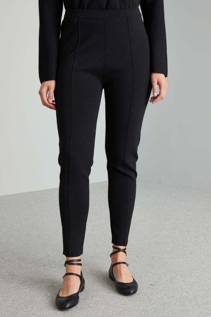 Pantaloni skinny in maglia - NERO - Fashion Market - 2