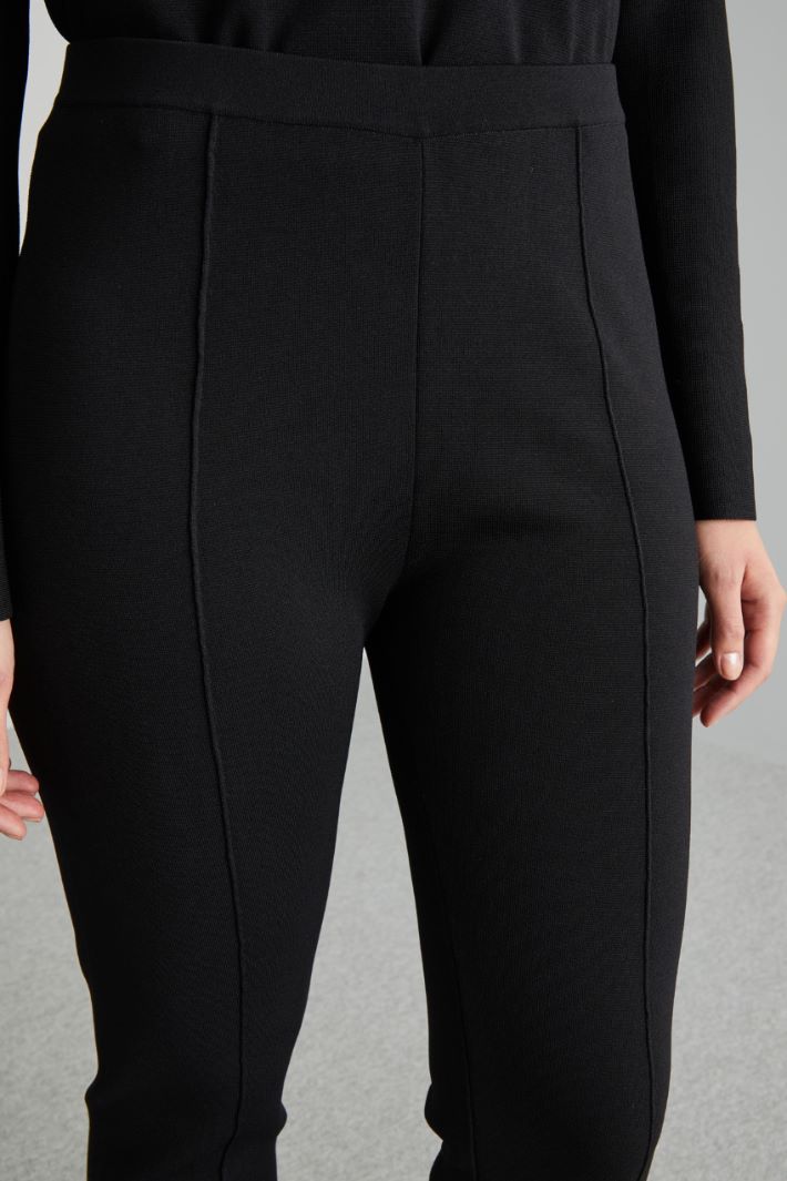 Pantaloni skinny in maglia - NERO - Fashion Market - 3