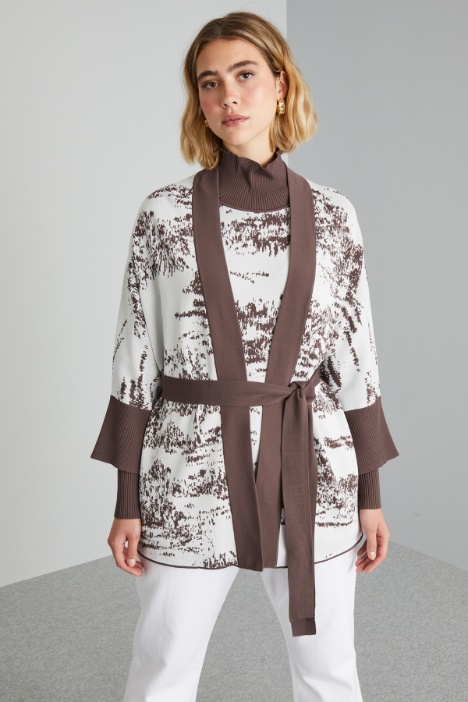Cardigan in viscosa con cintura - Fashion Market