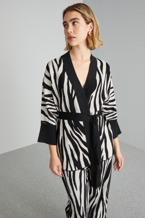 Cardigan in viscosa con cintura - Fashion Market