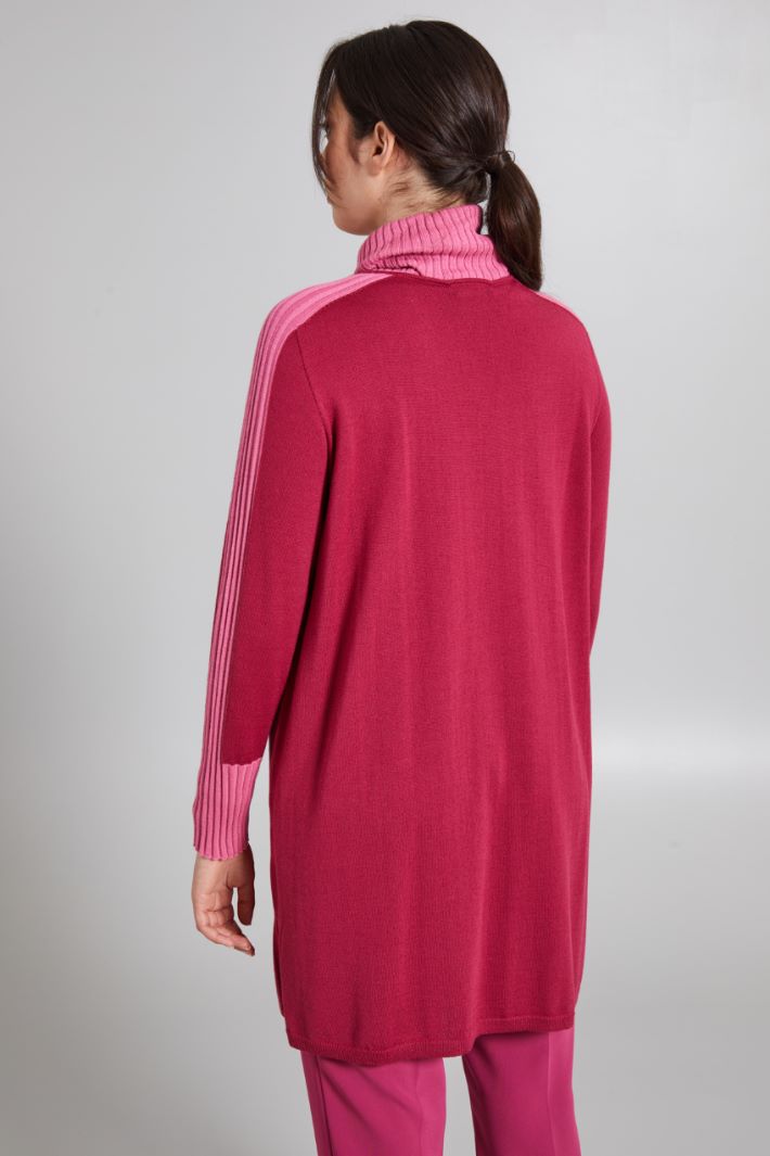 Cardigan bicolor in misto lana - LAMPONE ROSA - Fashion Market - 4