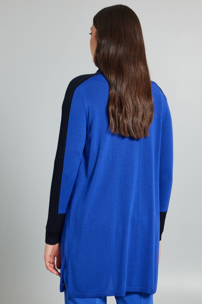 Cardigan bicolor in misto lana - BLUETTE BLU - Fashion Market - 4