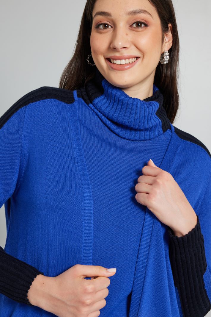 Cardigan bicolor in misto lana - BLUETTE BLU - Fashion Market - 3