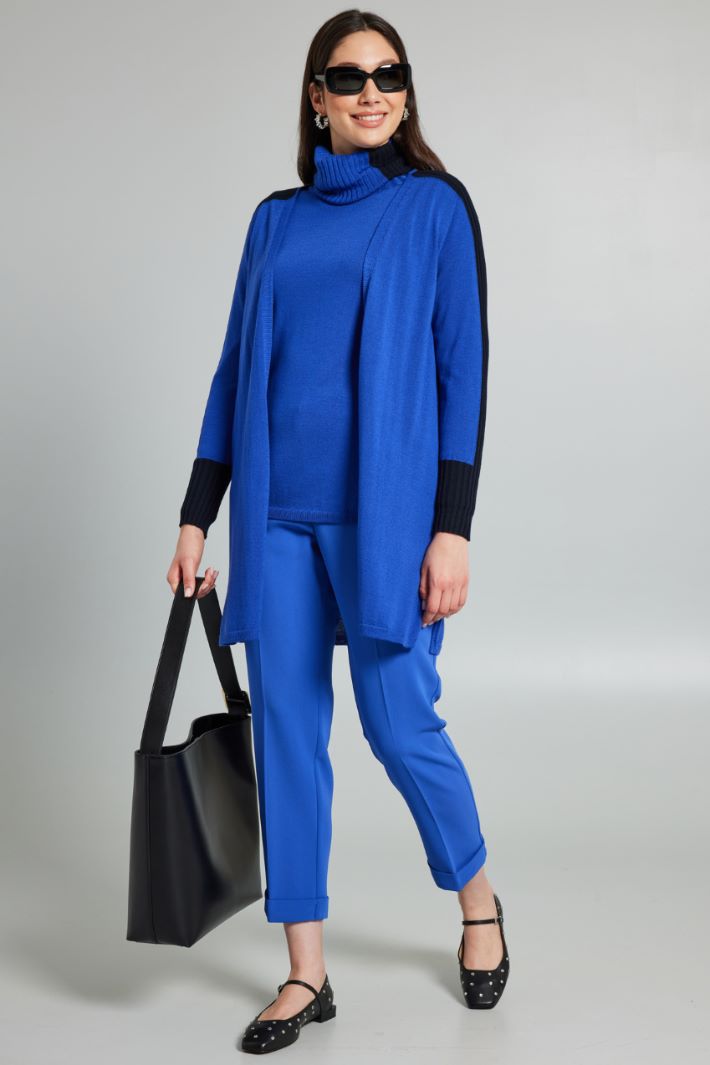 Cardigan bicolor in misto lana - BLUETTE BLU - Fashion Market